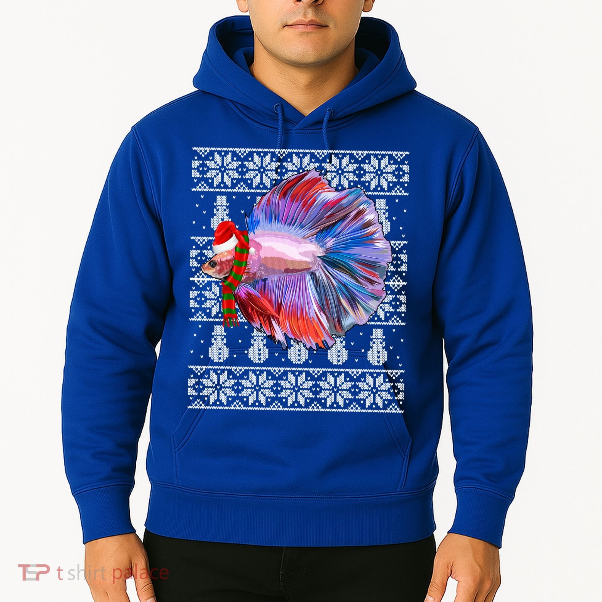 Fish Xmas Santa Hat Betta Fish Ugly Christmas Gift Hoodie
