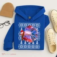 Fish Xmas Santa Hat Betta Fish Ugly Christmas Gift Hoodie thumb 4