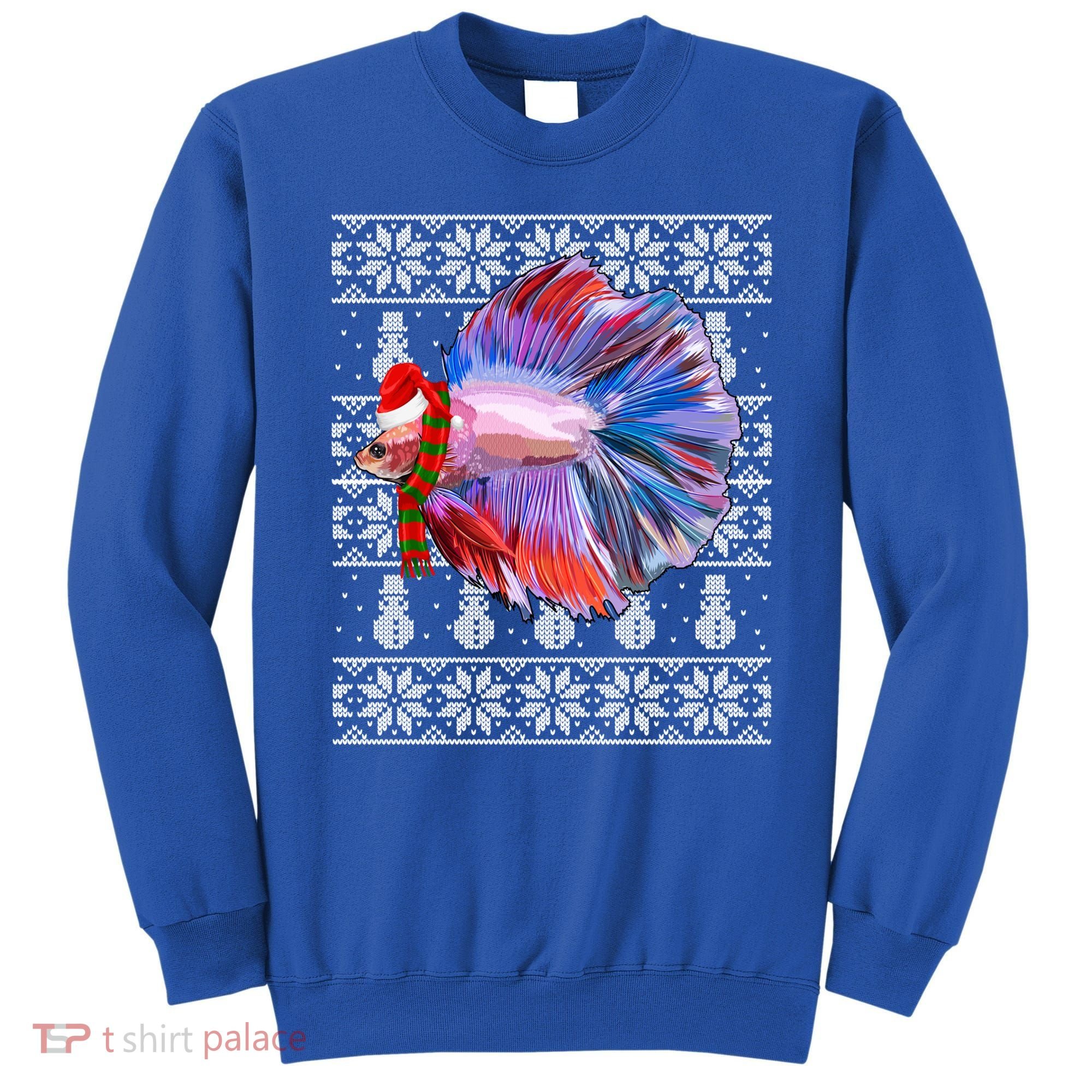 Fish Xmas Santa Hat Betta Fish Ugly Christmas Gift Sweatshirt