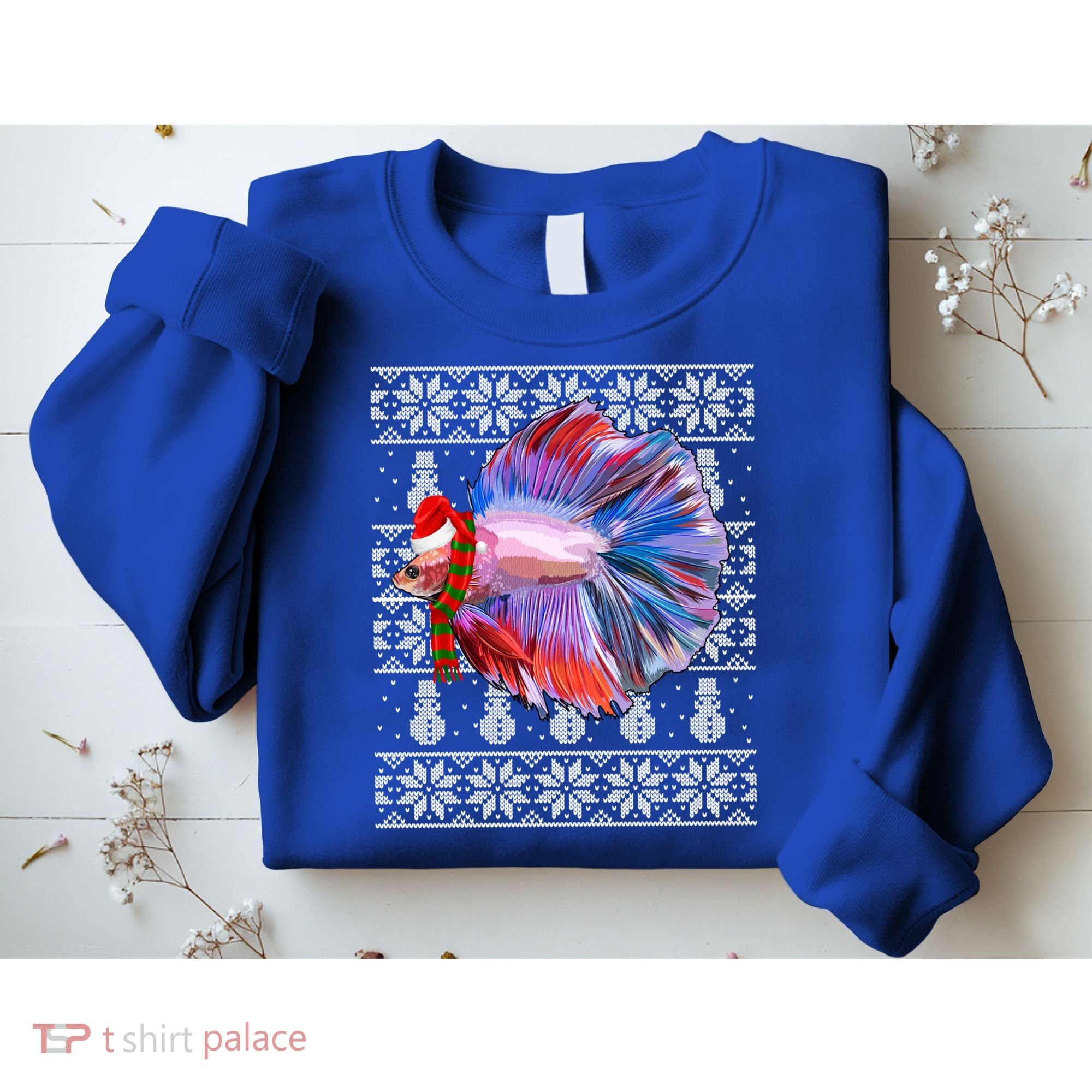 Fish Xmas Santa Hat Betta Fish Ugly Christmas Gift Sweatshirt