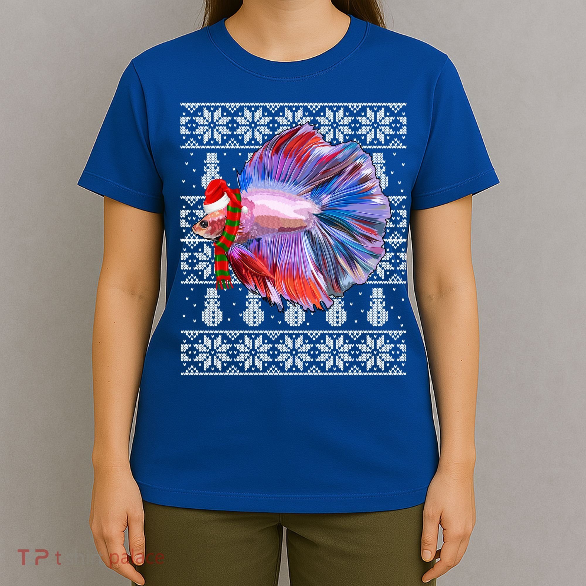 Fish Xmas Santa Hat Betta Fish Ugly Christmas Gift T-Shirt