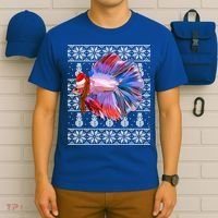 Fish Xmas Santa Hat Betta Fish Ugly Christmas Gift T-Shirt thumb 6