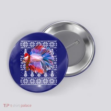 Fish Xmas Santa Hat Betta Fish Ugly Christmas Gift Button