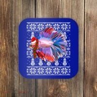 Fish Xmas Santa Hat Betta Fish Ugly Christmas Gift Coaster thumb 0