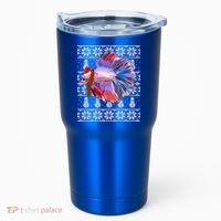 Fish Xmas Santa Hat Betta Fish Ugly Christmas Gift Tumbler thumb 0
