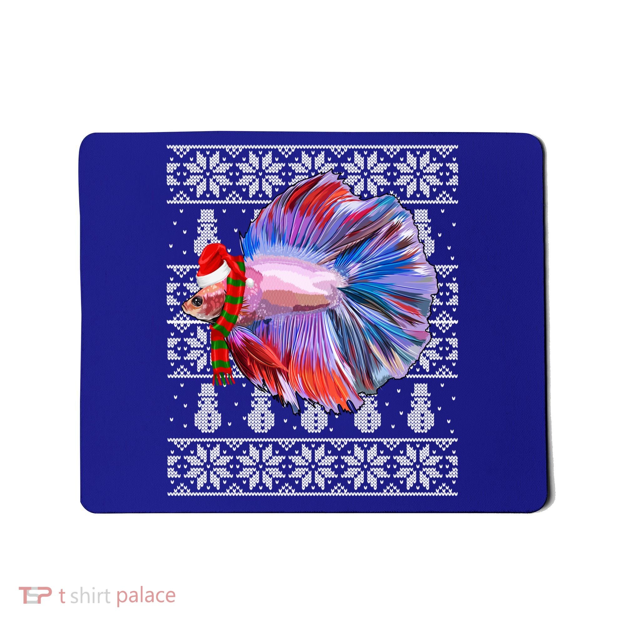 Fish Xmas Santa Hat Betta Fish Ugly Christmas Gift Mousepad