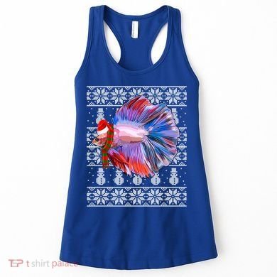 Fish Xmas Santa Hat Betta Fish Ugly Christmas Gift Women's Tank Top