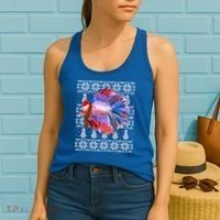 Fish Xmas Santa Hat Betta Fish Ugly Christmas Gift Women's Tank Top thumb 2