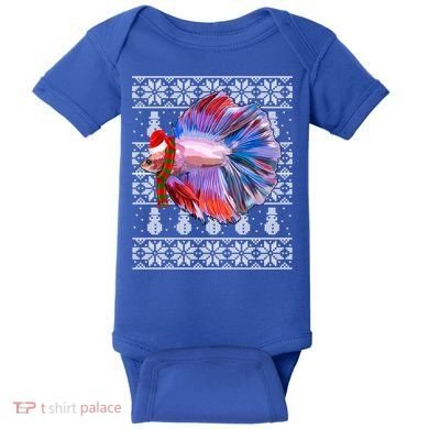 Fish Xmas Santa Hat Betta Fish Ugly Christmas Gift Baby Bodysuit