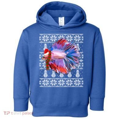 Fish Xmas Santa Hat Betta Fish Ugly Christmas Gift Toddler Hoodie