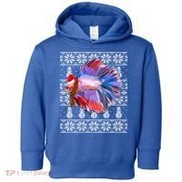 Fish Xmas Santa Hat Betta Fish Ugly Christmas Gift Toddler Hoodie thumb 0