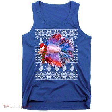 Fish Xmas Santa Hat Betta Fish Ugly Christmas Gift Tank Top