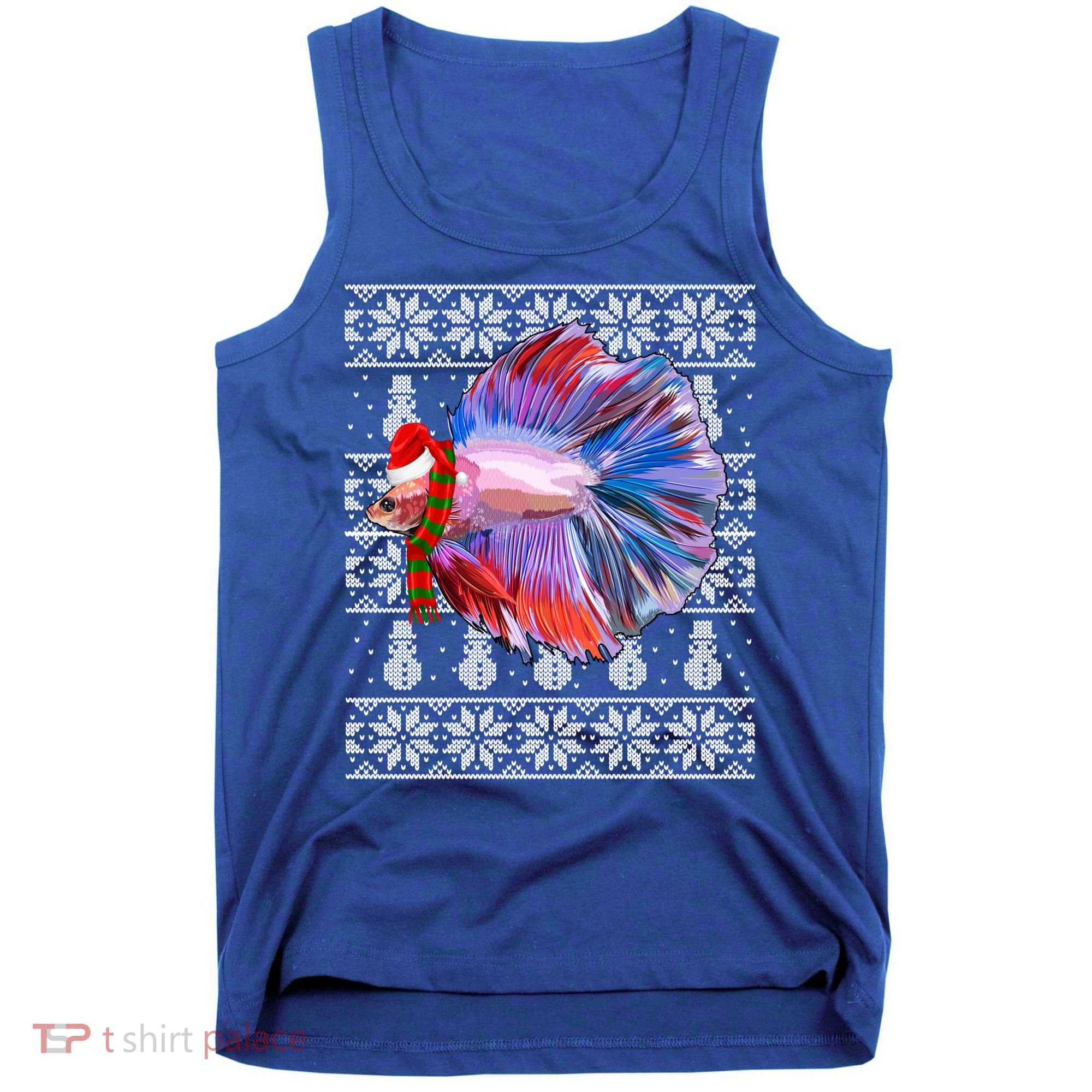 Fish Xmas Santa Hat Betta Fish Ugly Christmas Gift Tank Top