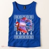 Fish Xmas Santa Hat Betta Fish Ugly Christmas Gift Tank Top thumb 2