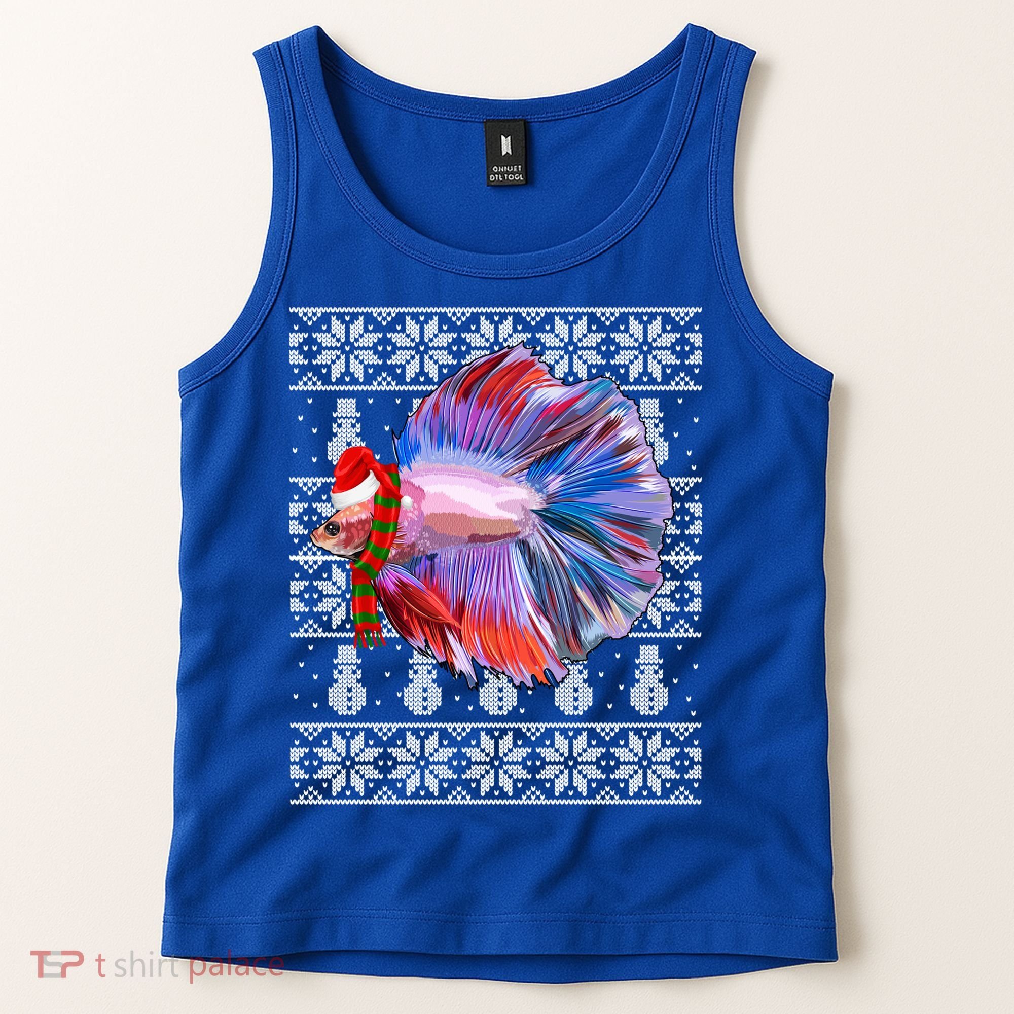 Fish Xmas Santa Hat Betta Fish Ugly Christmas Gift Tank Top