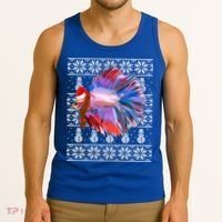 Fish Xmas Santa Hat Betta Fish Ugly Christmas Gift Tank Top thumb 3