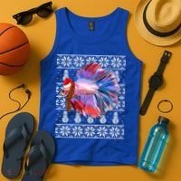 Fish Xmas Santa Hat Betta Fish Ugly Christmas Gift Tank Top thumb 4