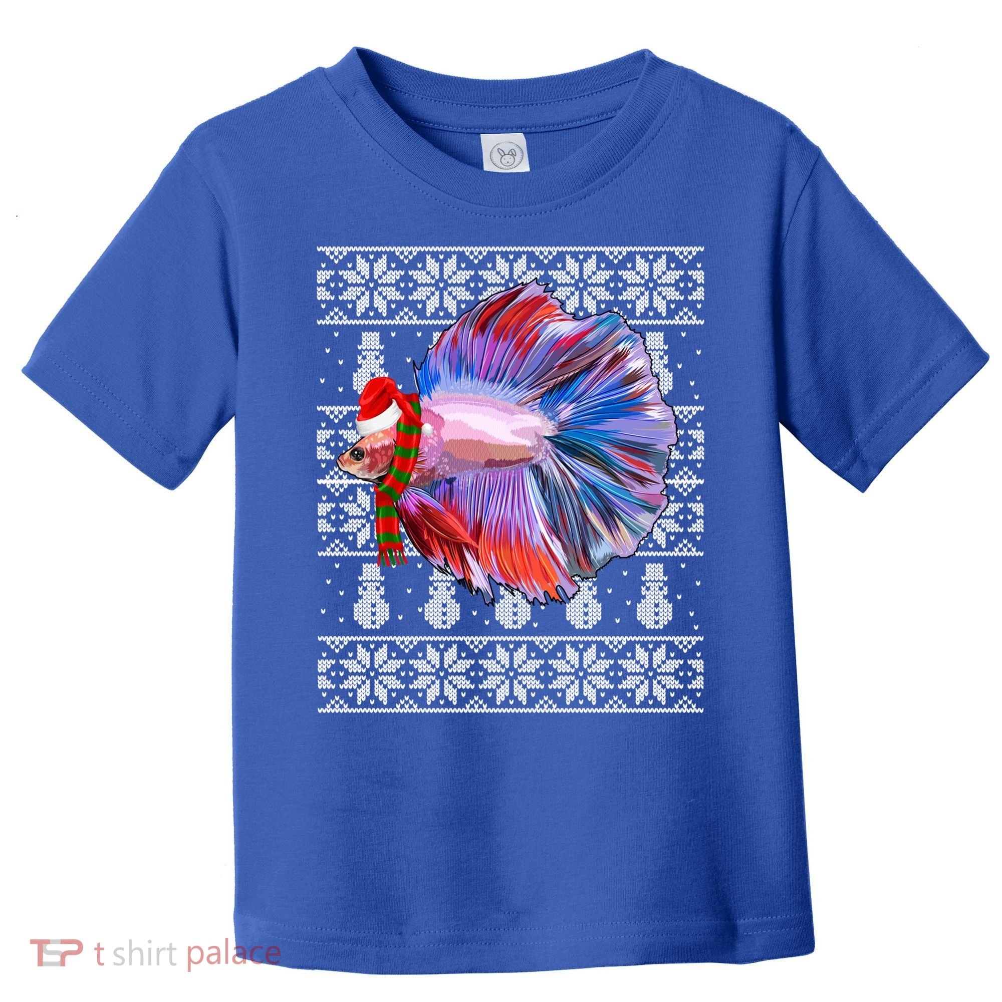 Fish Xmas Santa Hat Betta Fish Ugly Christmas Gift Toddler T-Shirt