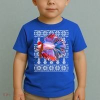 Fish Xmas Santa Hat Betta Fish Ugly Christmas Gift Toddler T-Shirt thumb 2