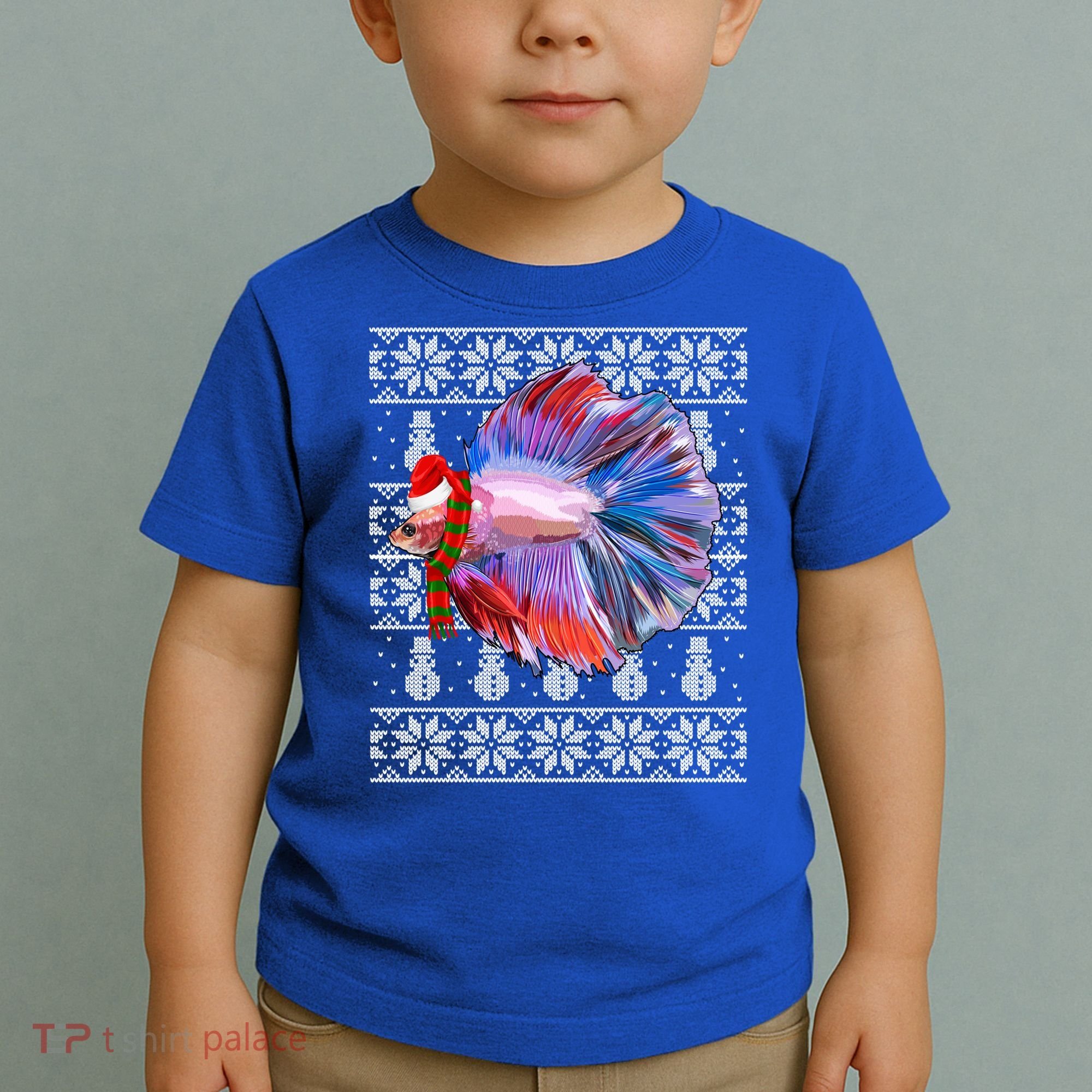 Fish Xmas Santa Hat Betta Fish Ugly Christmas Gift Toddler T-Shirt