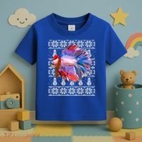 Fish Xmas Santa Hat Betta Fish Ugly Christmas Gift Toddler T-Shirt thumb 3