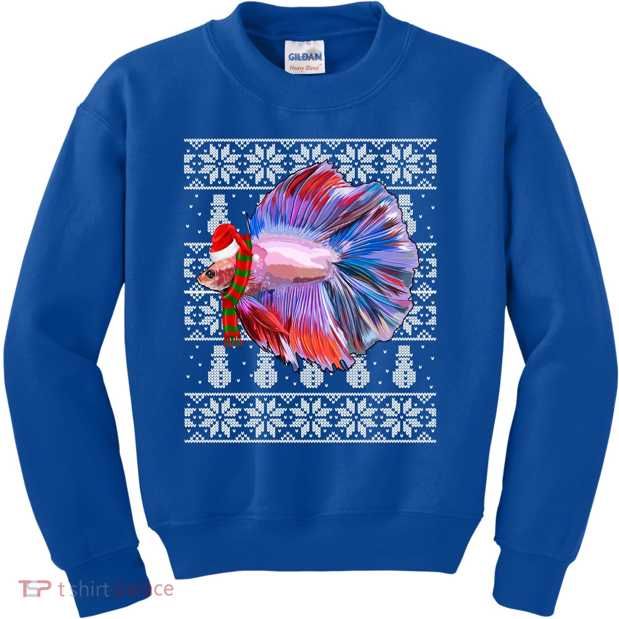 Fish Xmas Santa Hat Betta Fish Ugly Christmas Gift Kids Sweatshirt