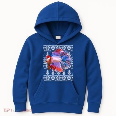 Fish Xmas Santa Hat Betta Fish Ugly Christmas Gift Kids Hoodie