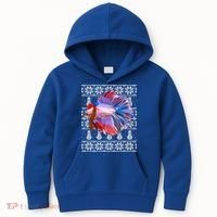 Fish Xmas Santa Hat Betta Fish Ugly Christmas Gift Kids Hoodie thumb 0