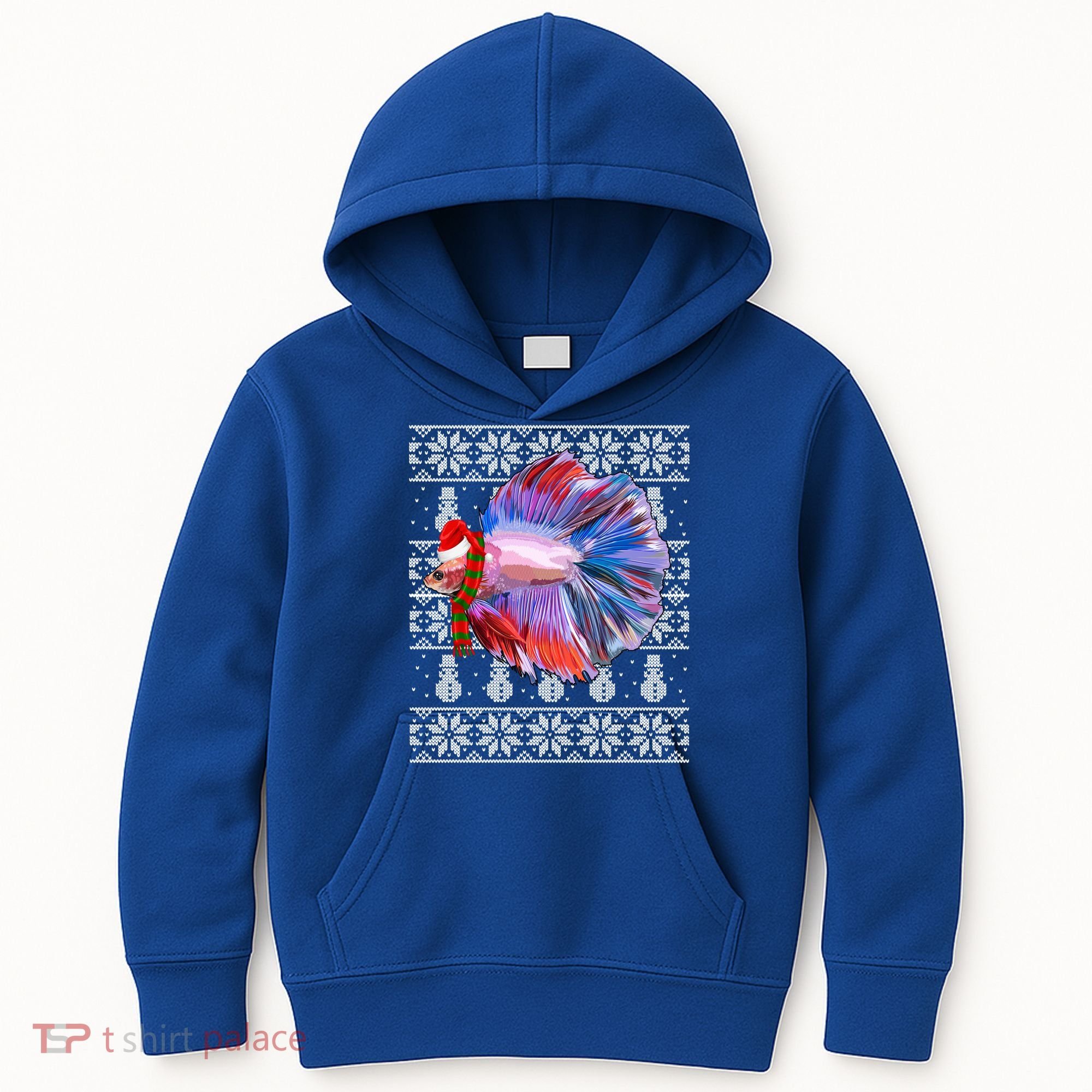 Fish Xmas Santa Hat Betta Fish Ugly Christmas Gift Kids Hoodie