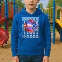 Fish Xmas Santa Hat Betta Fish Ugly Christmas Gift Kids Hoodie thumb 2