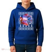 Fish Xmas Santa Hat Betta Fish Ugly Christmas Gift Kids Hoodie thumb 4