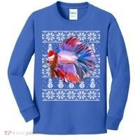 Fish Xmas Santa Hat Betta Fish Ugly Christmas Gift Kids Long Sleeve Shirt thumb 0