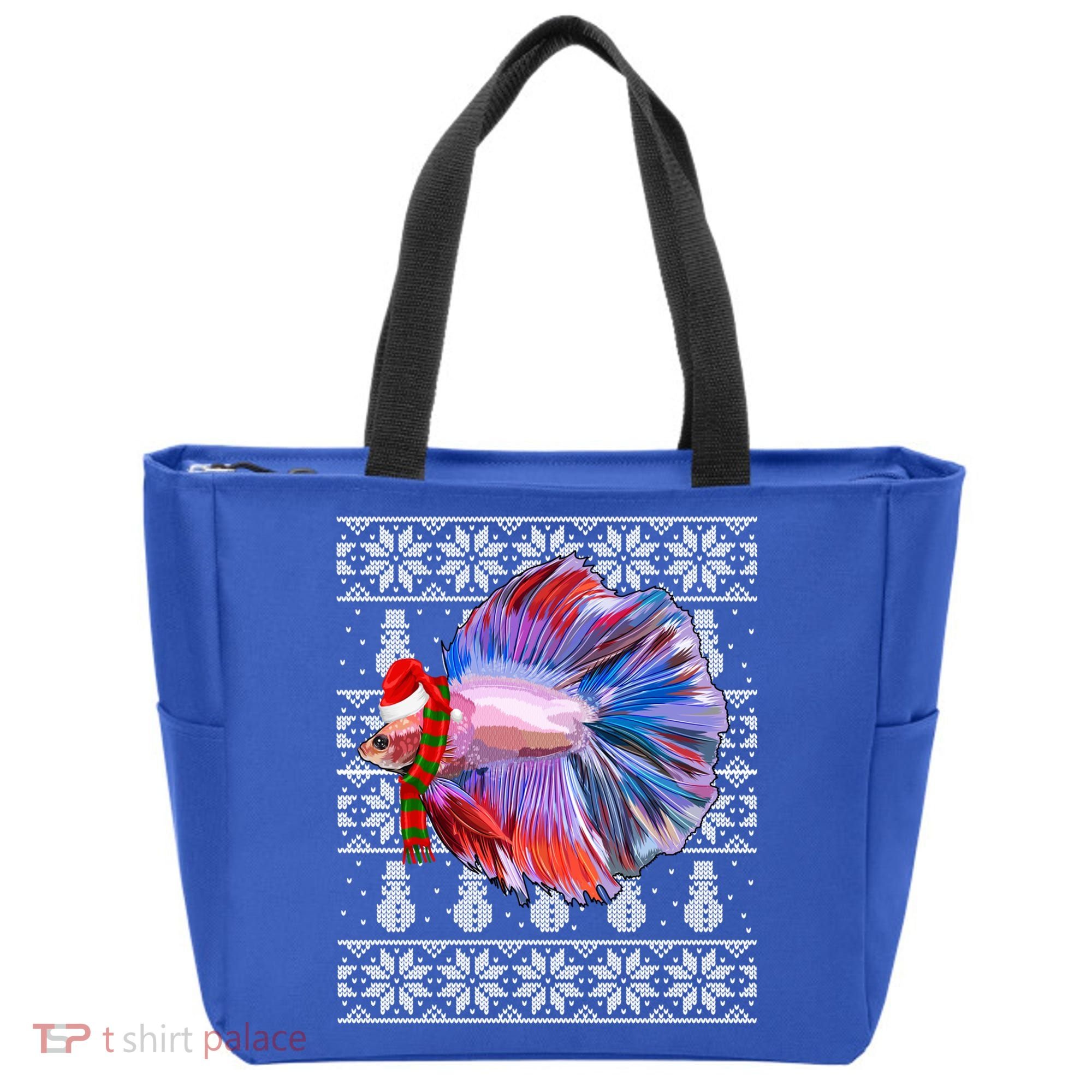 Fish Xmas Santa Hat Betta Fish Ugly Christmas Gift Tote Bag