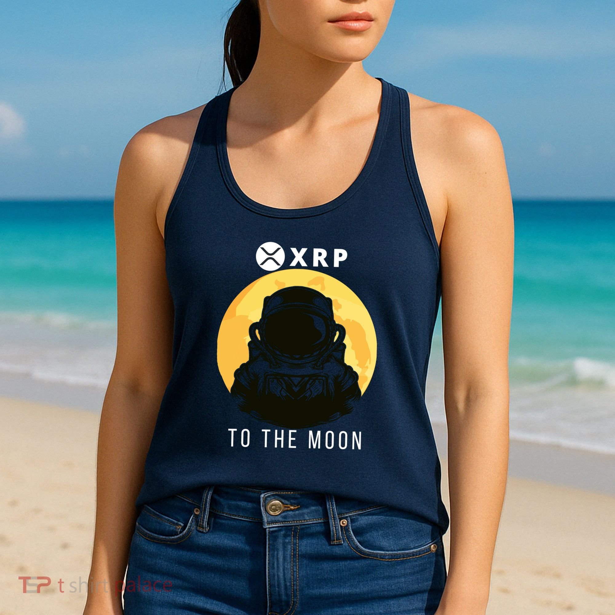 Funny XRP To The Moon Cryptocurrency Ripple Gift XRP Blockchain Crypto Trader Women's Tank Top