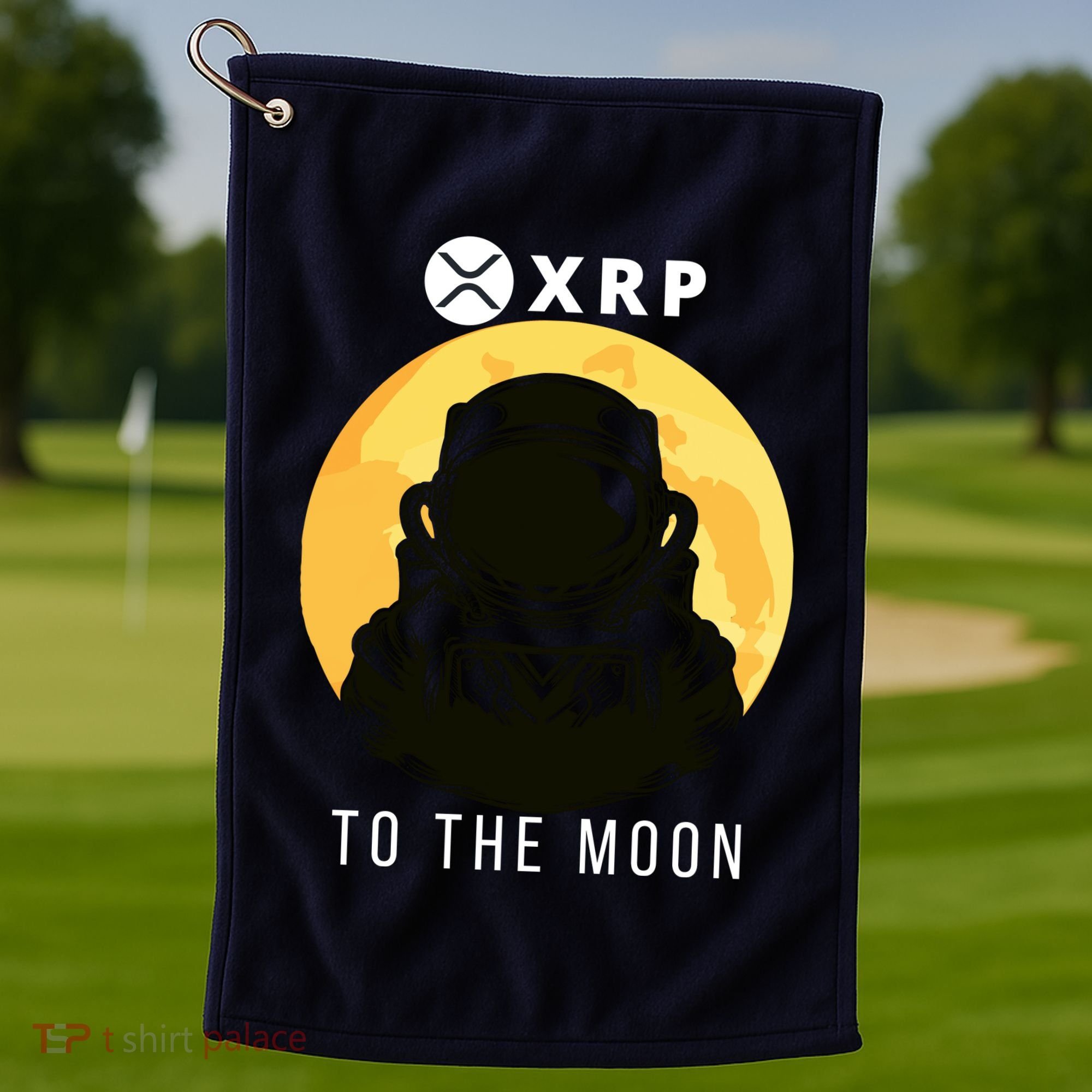 Funny XRP To The Moon Cryptocurrency Ripple Gift XRP Blockchain Crypto Trader Golf Towel