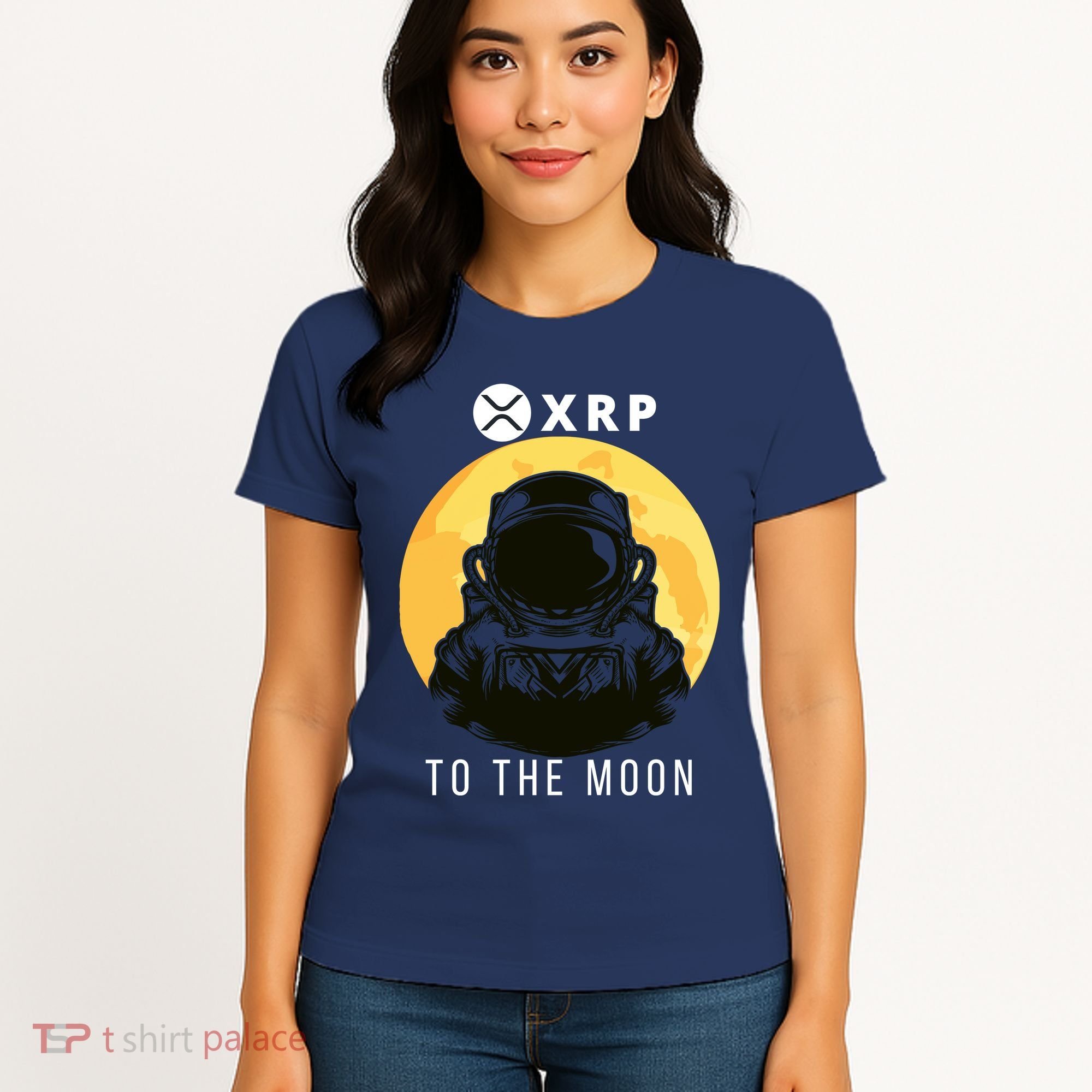 Funny XRP To The Moon Cryptocurrency Ripple Gift XRP Blockchain Crypto Trader Women's T-Shirt