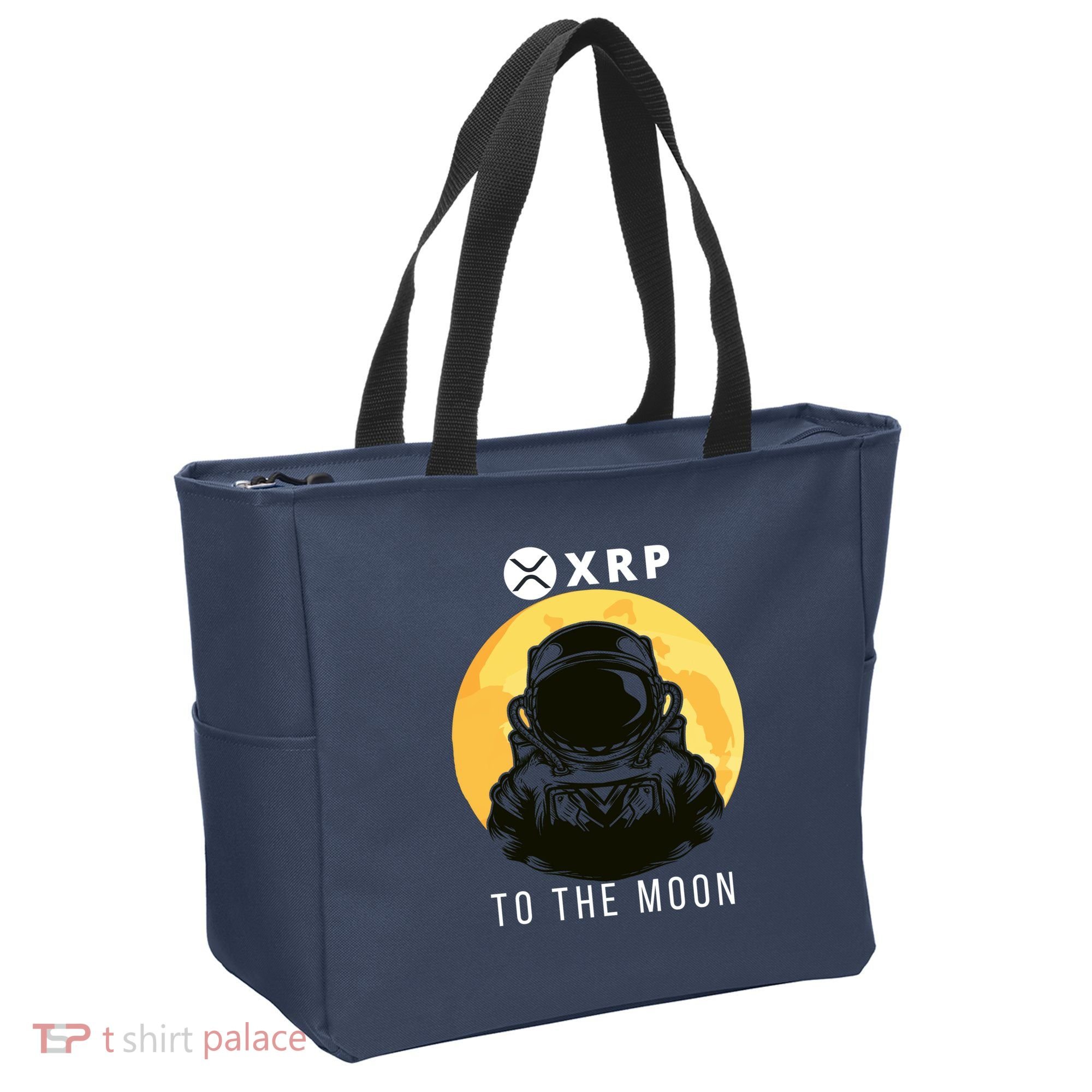 Funny XRP To The Moon Cryptocurrency Ripple Gift XRP Blockchain Crypto Trader Tote Bag