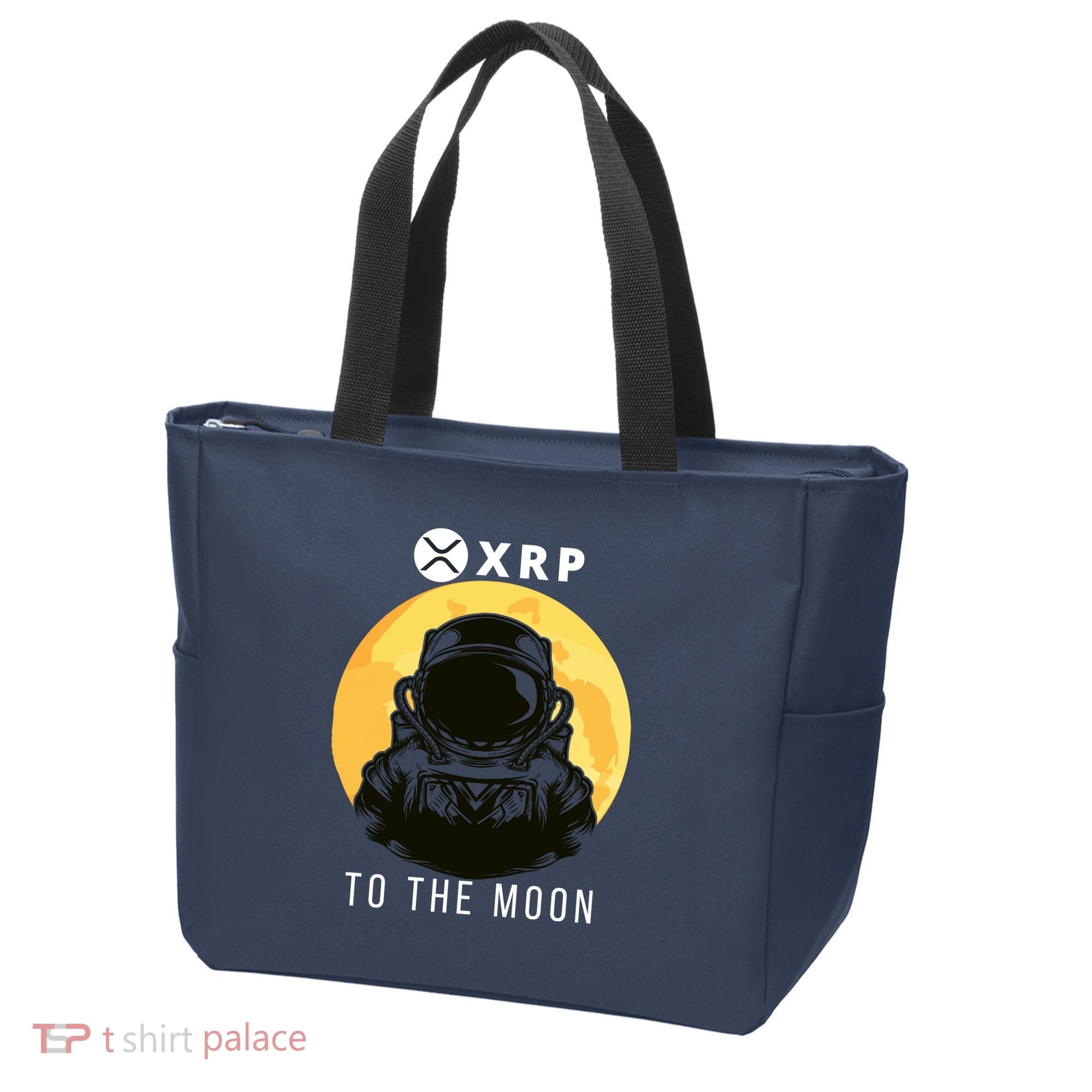 Funny XRP To The Moon Cryptocurrency Ripple Gift XRP Blockchain Crypto Trader Tote Bag
