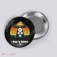 Funny XRP UFO Encounter Retro Sunset Ripple Cryptocurrency Funny Ripple XRP Button thumb 0