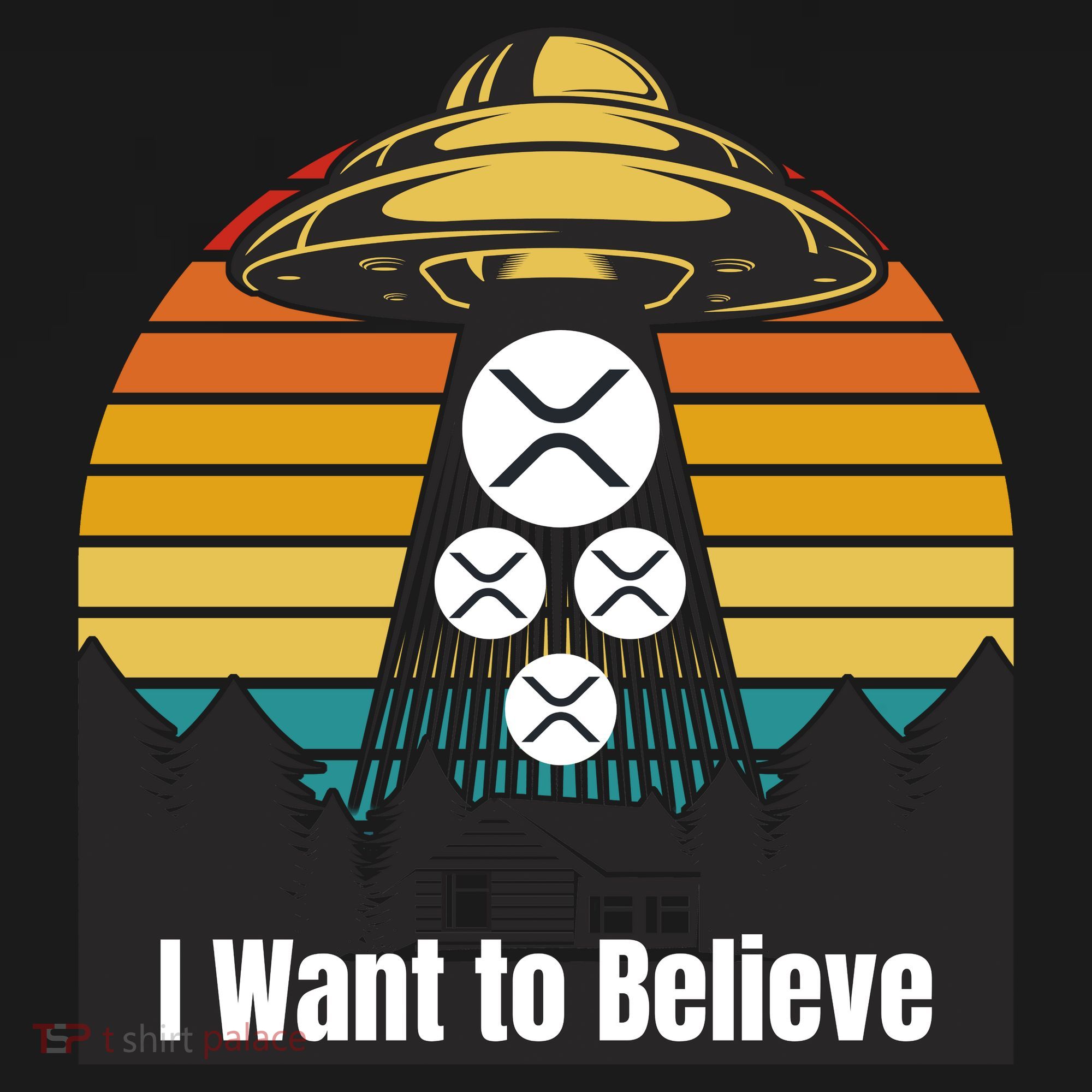 Funny XRP UFO Encounter Retro Sunset Ripple Cryptocurrency Funny Ripple XRP Bucket Hat