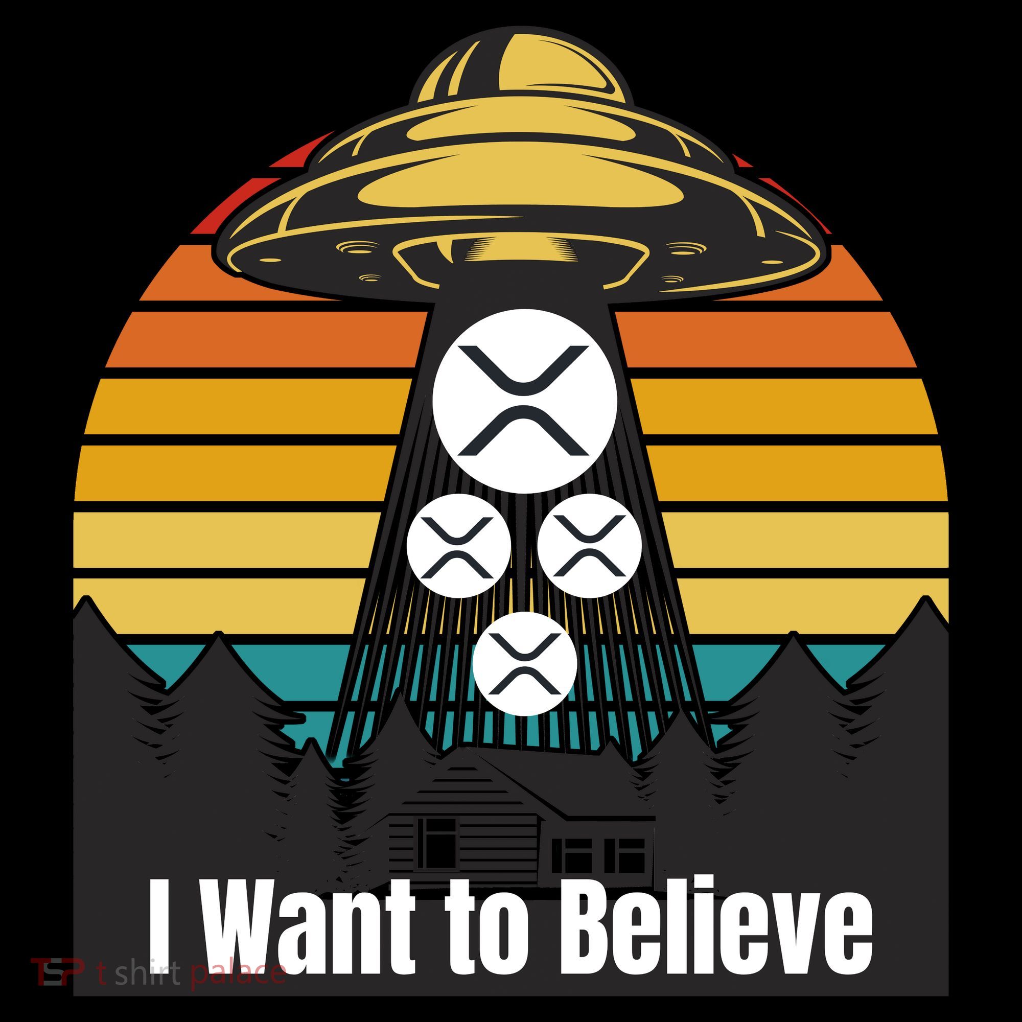 Funny XRP UFO Encounter Retro Sunset Ripple Cryptocurrency Funny Ripple XRP Coffee Mug