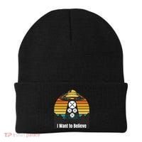 Funny XRP UFO Encounter Retro Sunset Ripple Cryptocurrency Funny Ripple XRP Beanie thumb 0