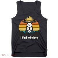 Funny XRP UFO Encounter Retro Sunset Ripple Cryptocurrency Funny Ripple XRP Tank Top thumb 0