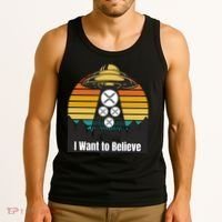 Funny XRP UFO Encounter Retro Sunset Ripple Cryptocurrency Funny Ripple XRP Tank Top thumb 3