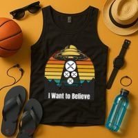 Funny XRP UFO Encounter Retro Sunset Ripple Cryptocurrency Funny Ripple XRP Tank Top thumb 4