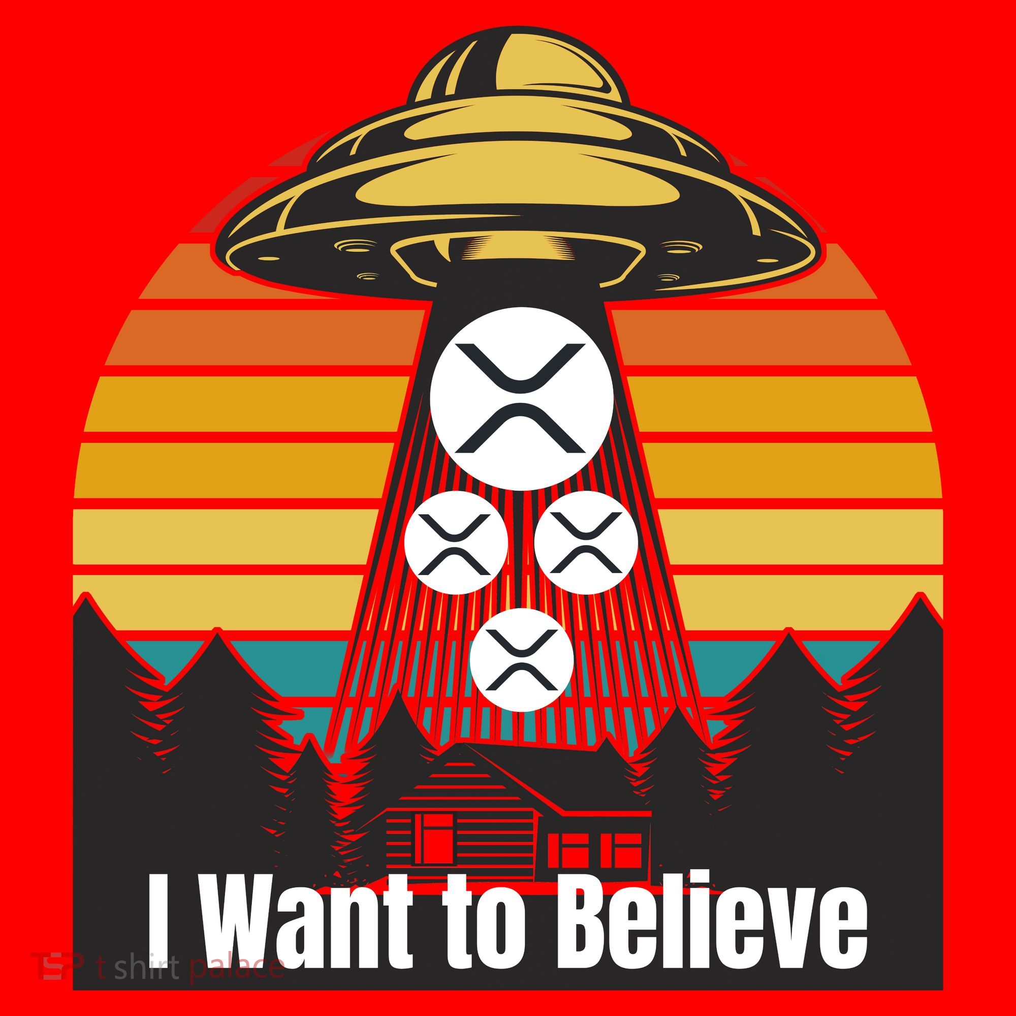Funny XRP UFO Encounter Retro Sunset Ripple Cryptocurrency Funny Ripple XRP Santa Hat