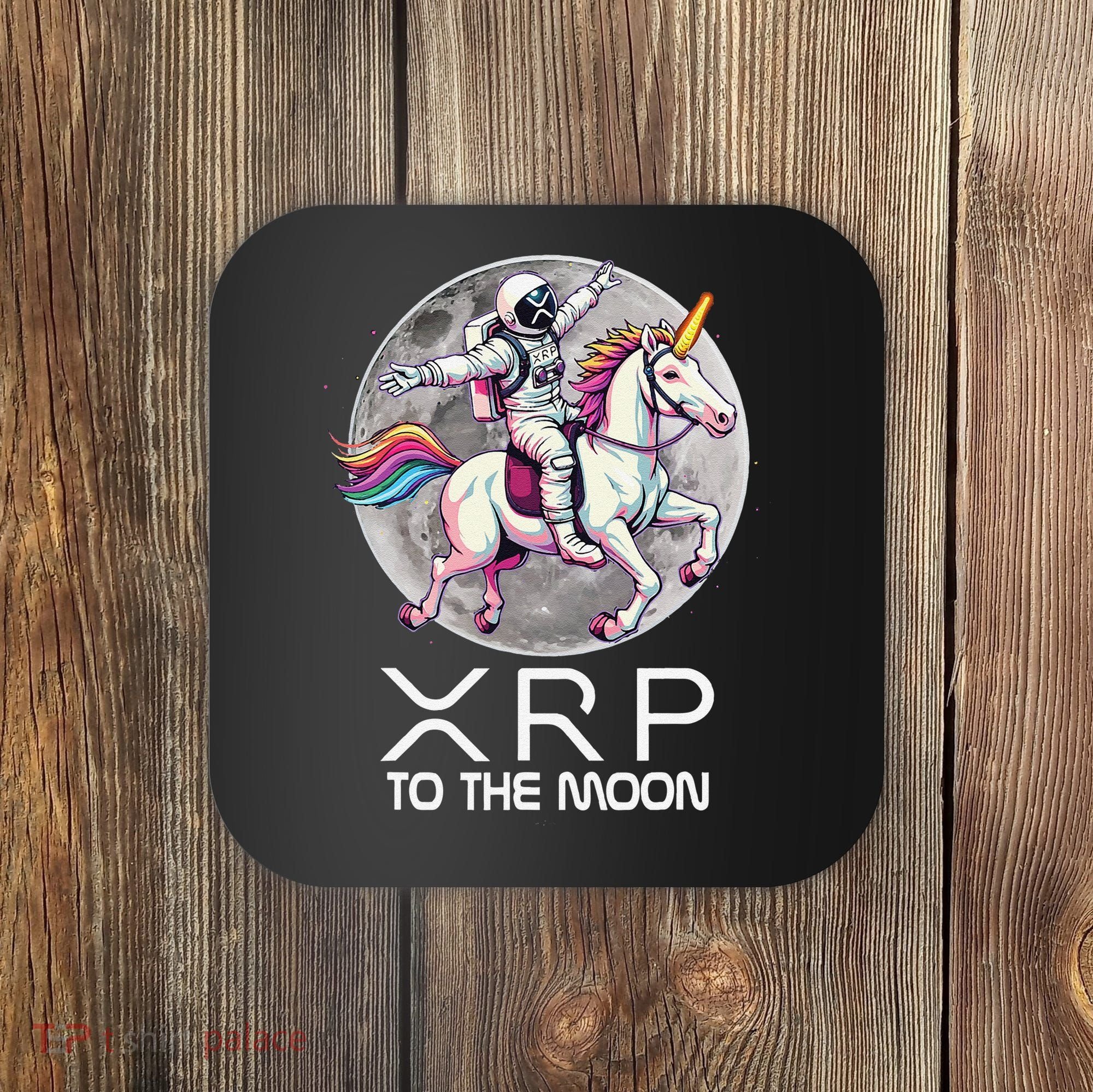 Funny XRP Unicorn Astronaut Crypto Boyfriend Girlfriend Gift Coaster