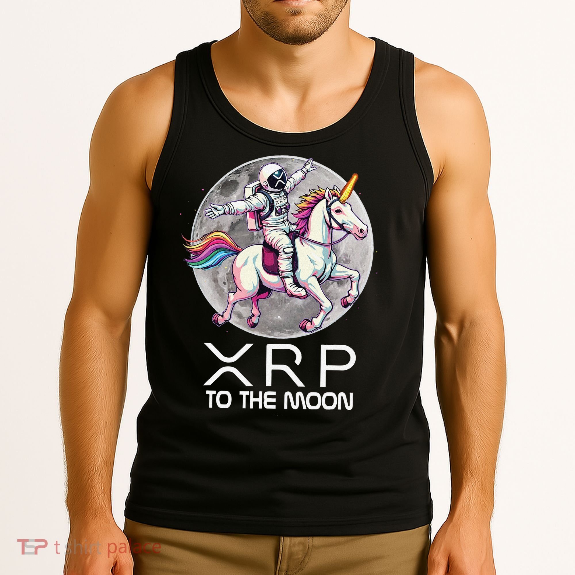 Funny XRP Unicorn Astronaut Crypto Boyfriend Girlfriend Gift Tank Top