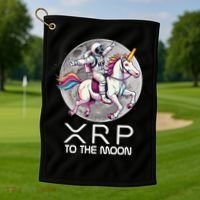 Funny XRP Unicorn Astronaut Crypto Boyfriend Girlfriend Gift Golf Towel thumb 1