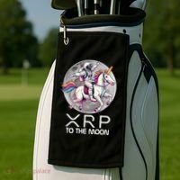 Funny XRP Unicorn Astronaut Crypto Boyfriend Girlfriend Gift Golf Towel thumb 2